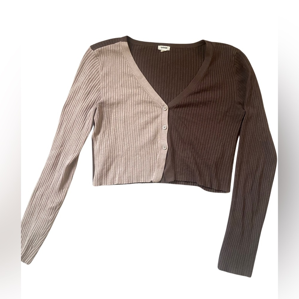 Garage Two-Tone Ribbed Cropped Cardigan - Picture 2 of 3